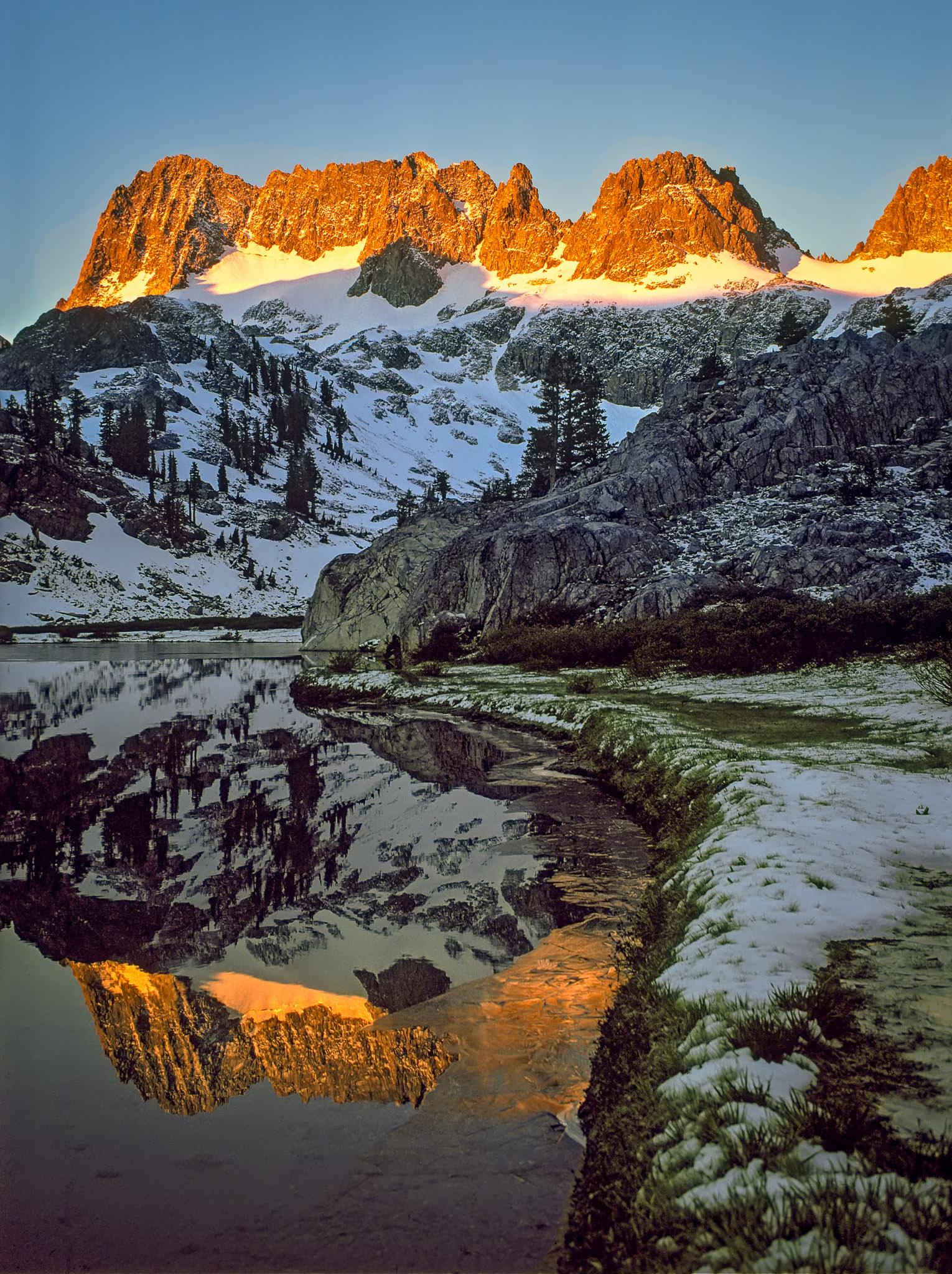 Sunrise on Minarets from Lake Ediza, California