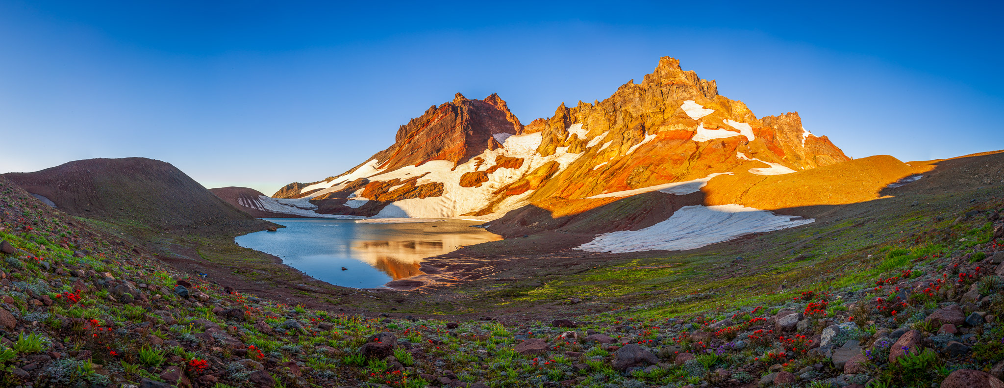 Dawn at Broken Top's No Name Lake, Oregon Cascades