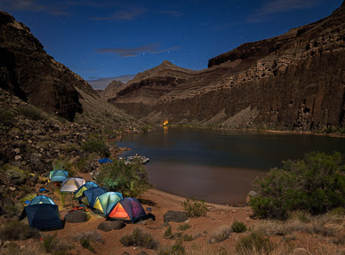 National Canyon camp at night, Colorado River