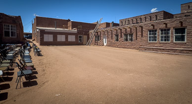 Zuni Pueblo's plaza (prep'd for evening's Spring/Summer dance ceremony)