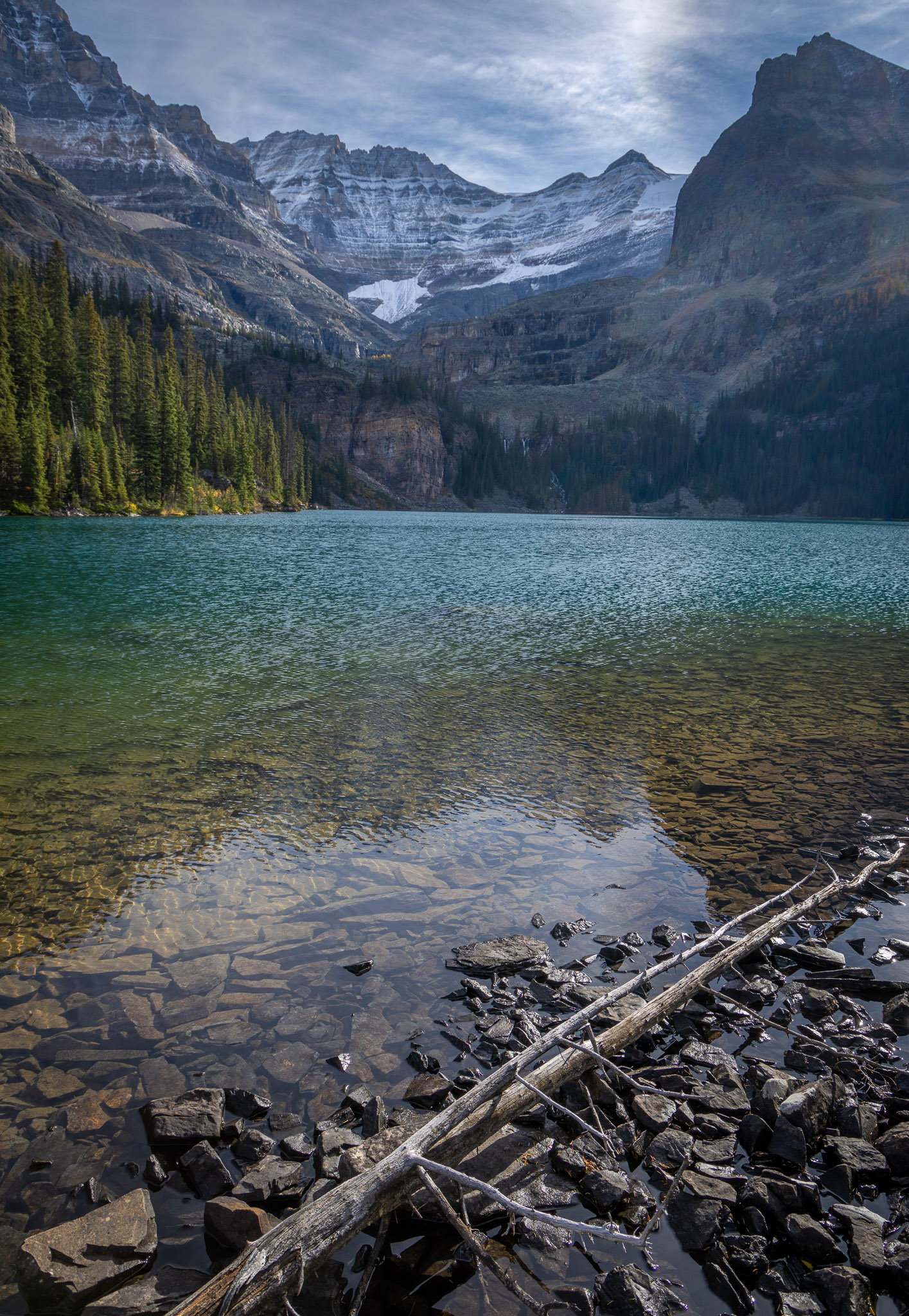 Lake O'Hara, Oesa drainage and headwall in distance