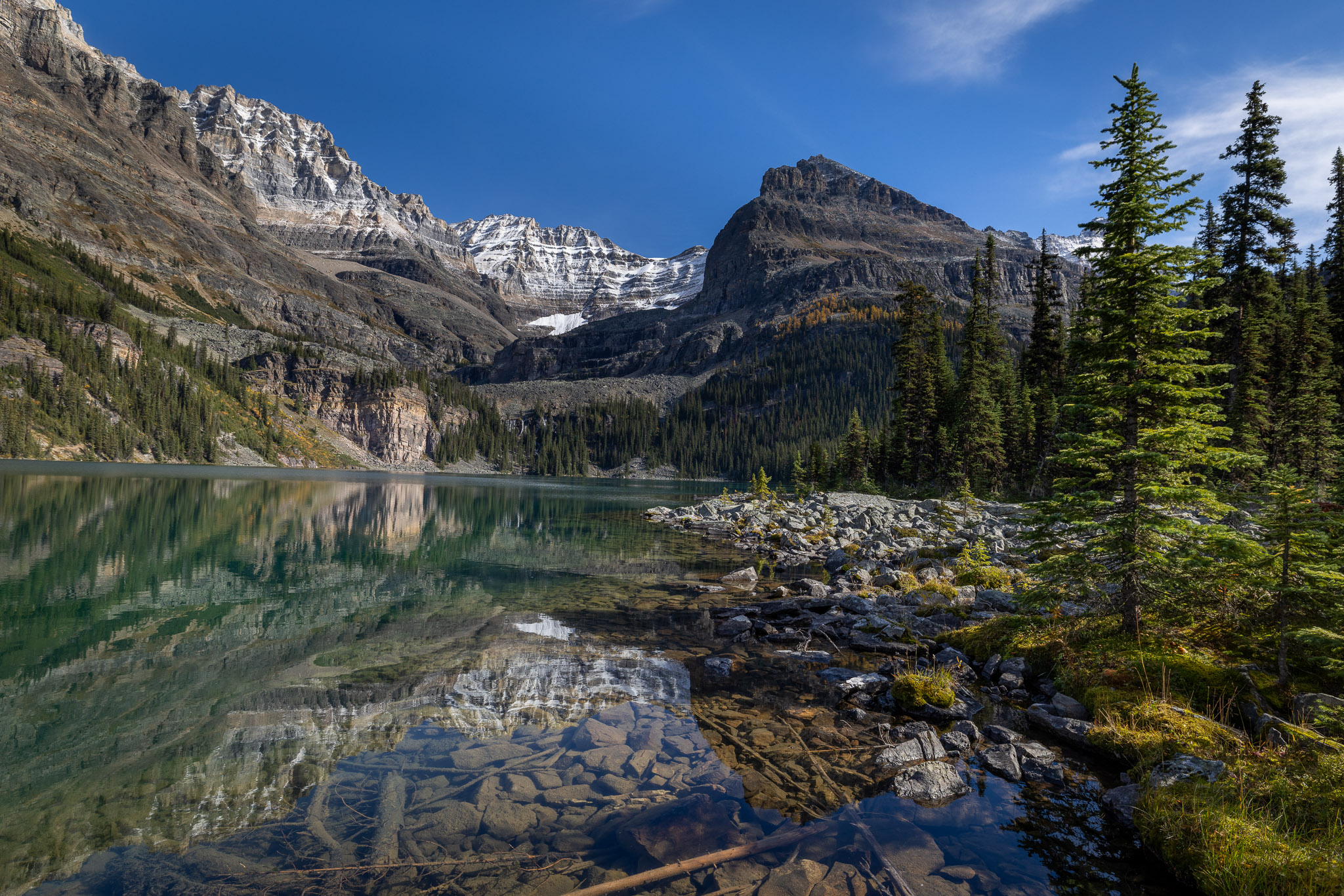 Lake O'Hara, Oesa headwall in distance (Lake Louise on other side of headwall)