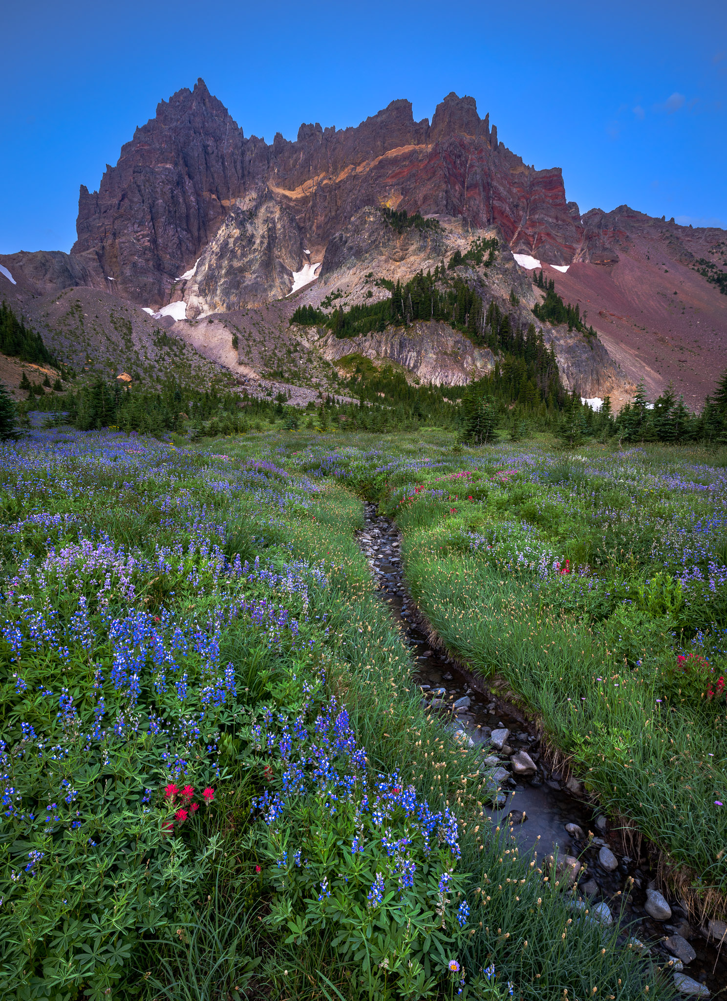 Pre-Dawn, Three Fingered Jack & Upper Canyon Creek Meadows