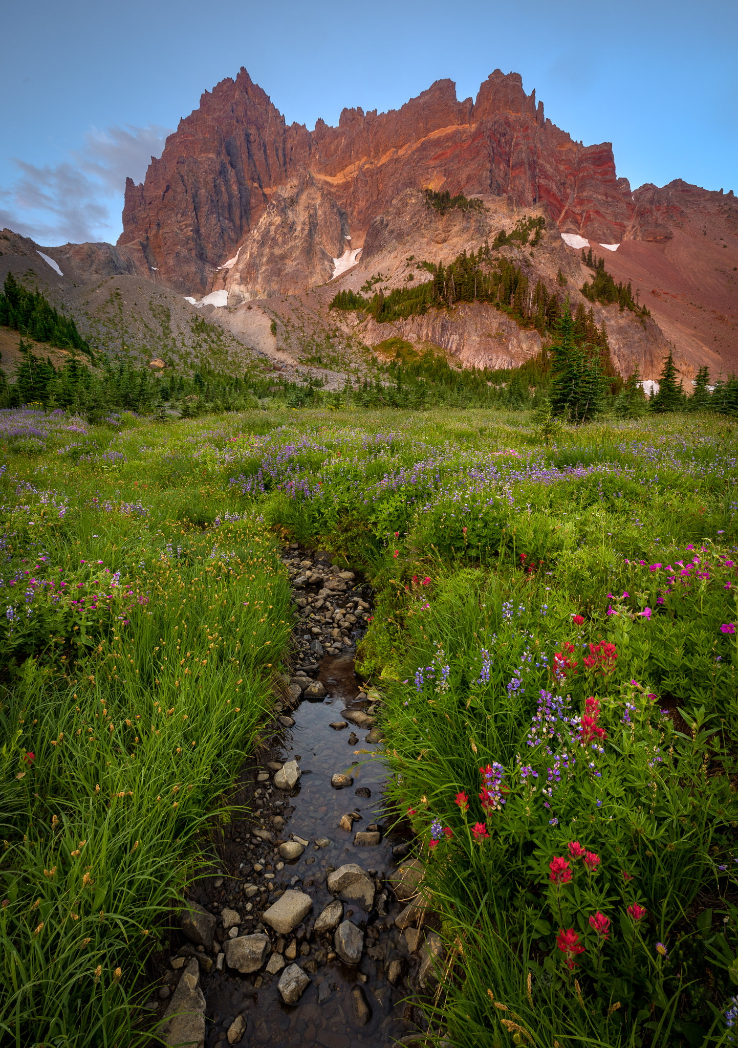 Dawn, Three Fingered Jack & Upper Canyon Creek Meadows