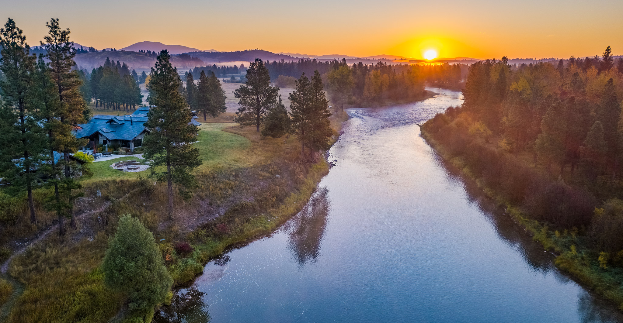 Ranch sunrise on Montana's Blackfoot River