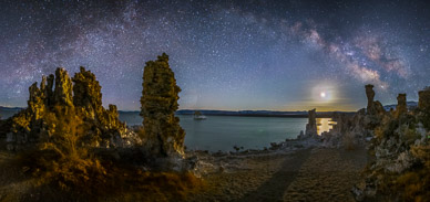 Mono Lake moonrise under Milky Way