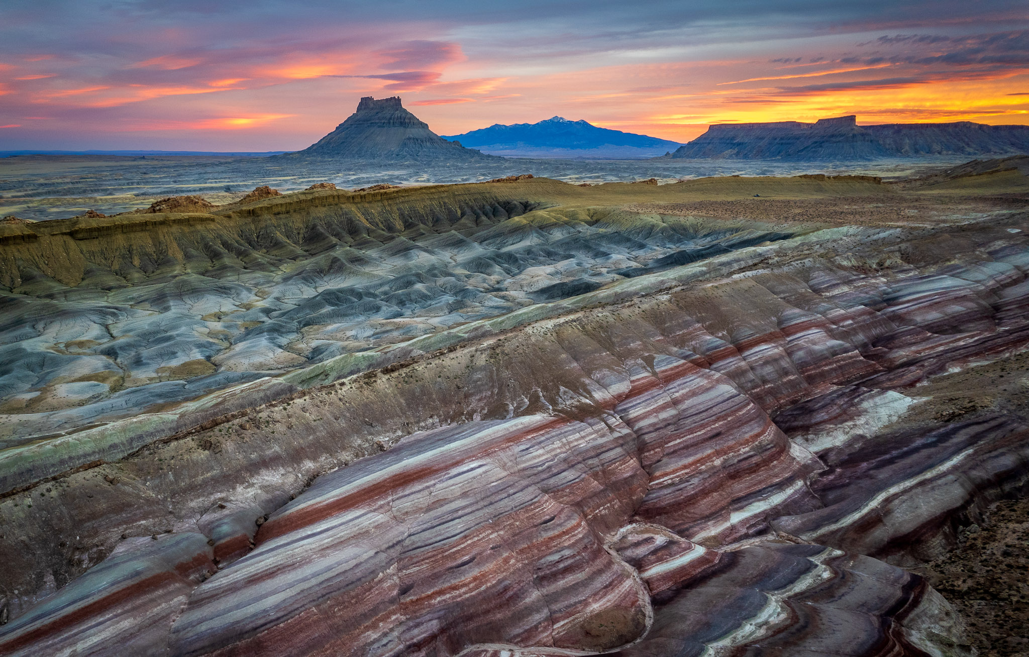 Factory Butte and San Rafael Reef/Monocline sunset