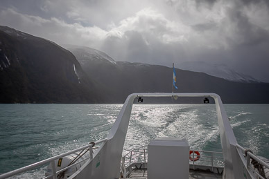 Taking excursion up Lago Argentino to Perito Moreno Glacier