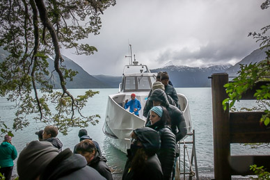 Disembarking for hike