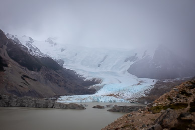 Glacier Torre, Cerro Torre hiding in the clouds