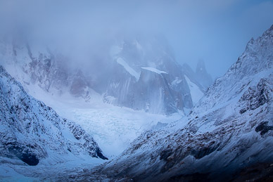 Only base of Cerro Torre visible