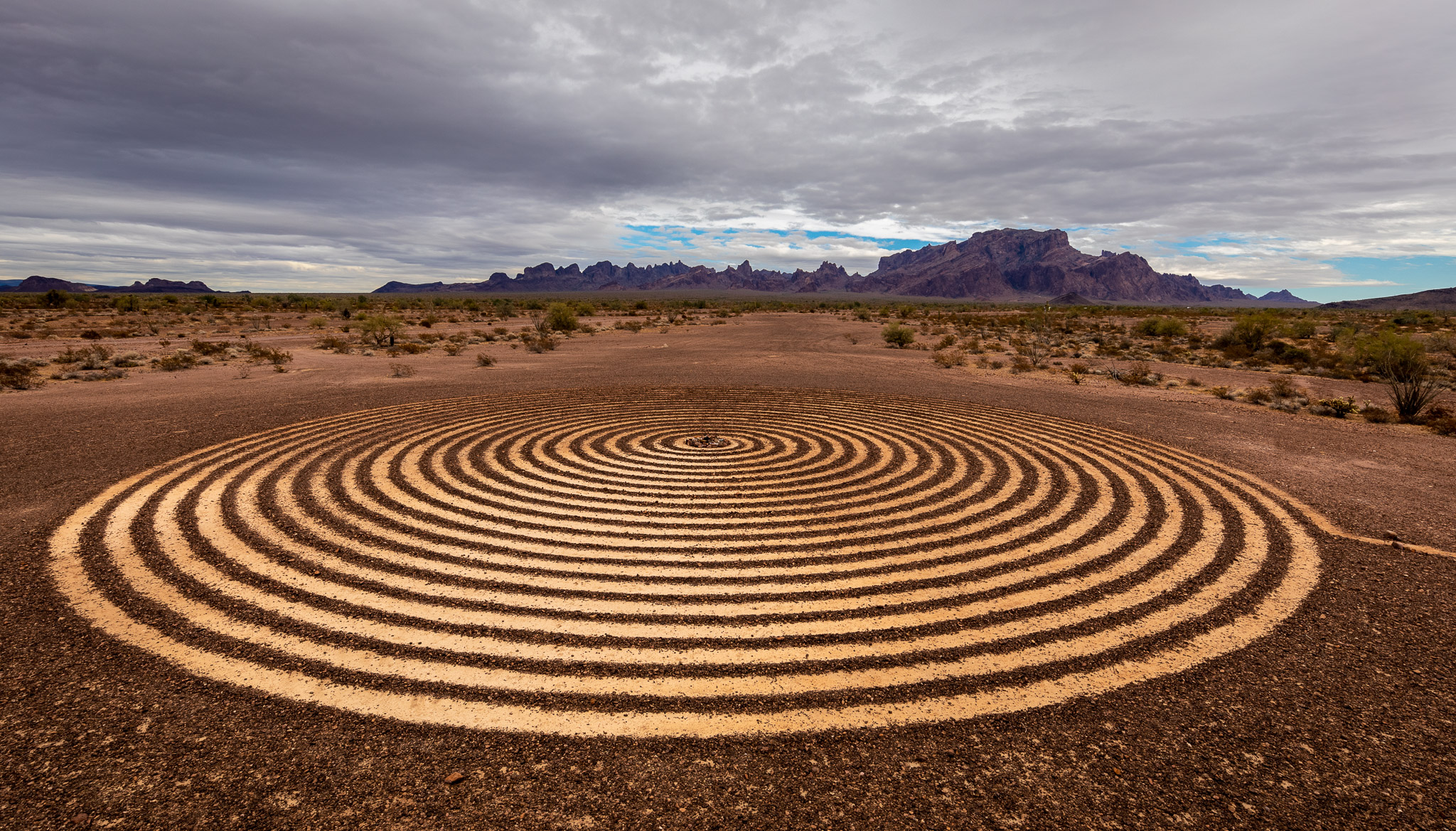 Spiral Labyrinth, Kofa Mountains in distance