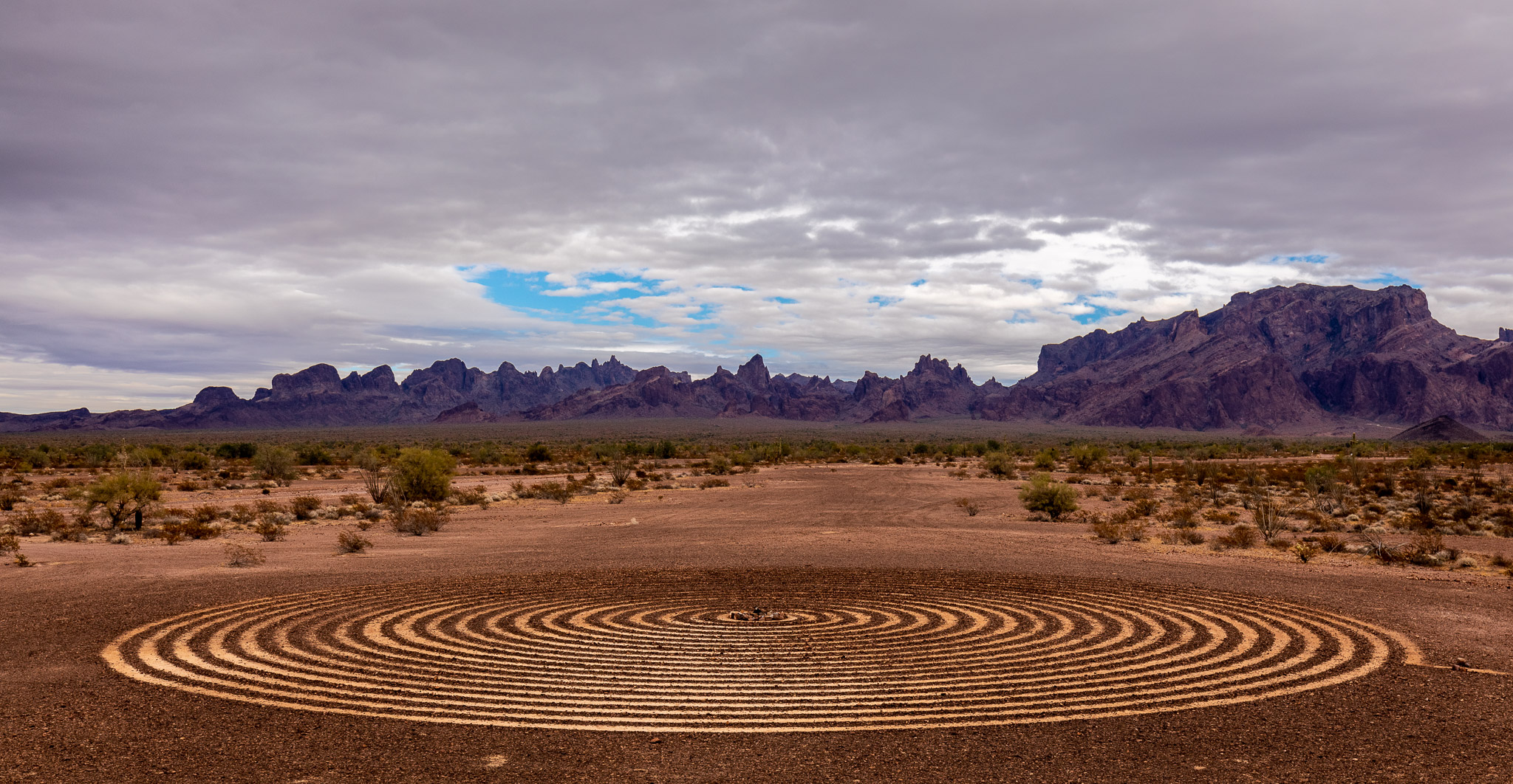 Spiral Labyrinth, Kofa Mountains in distance