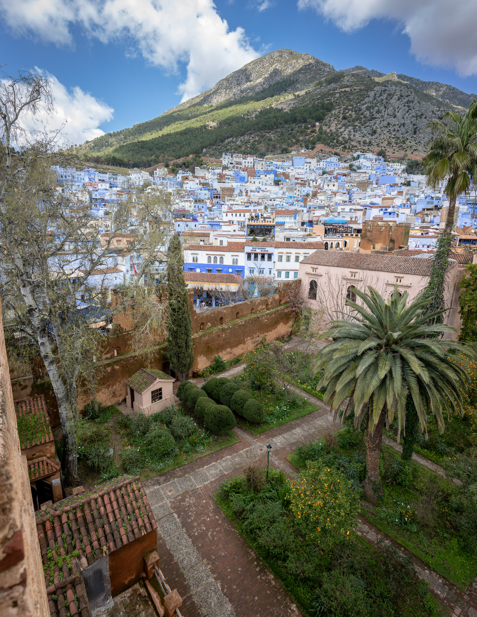 View of Chefchaouen & kabash's garden from kabash tower.