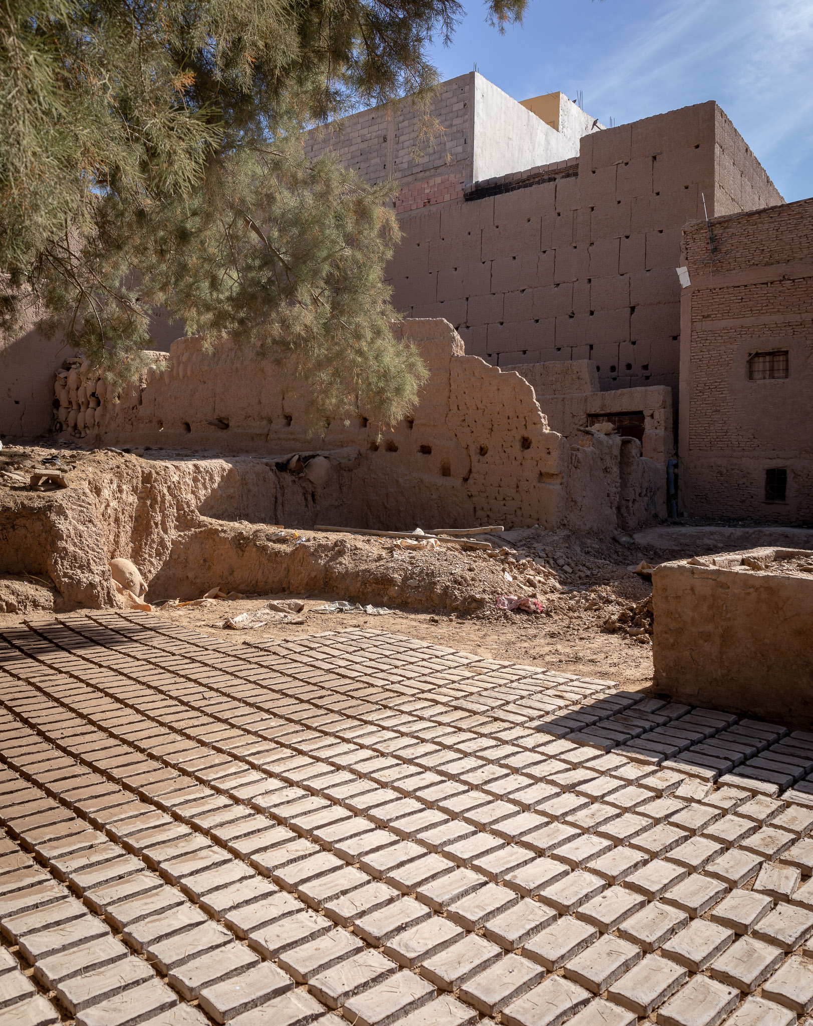 Making mud bricks