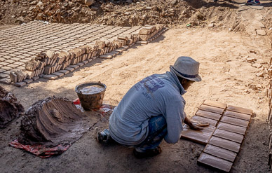 Making mud bricks