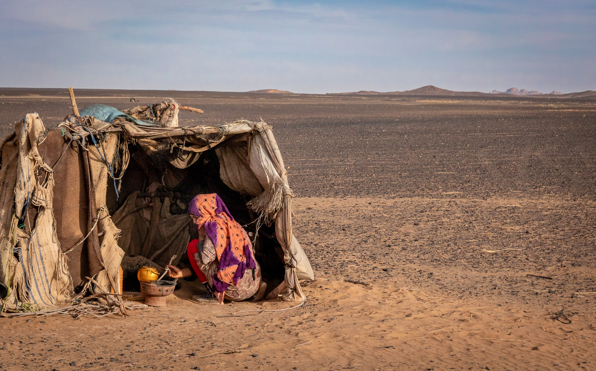 Nomadic sheepherder's cooking tent