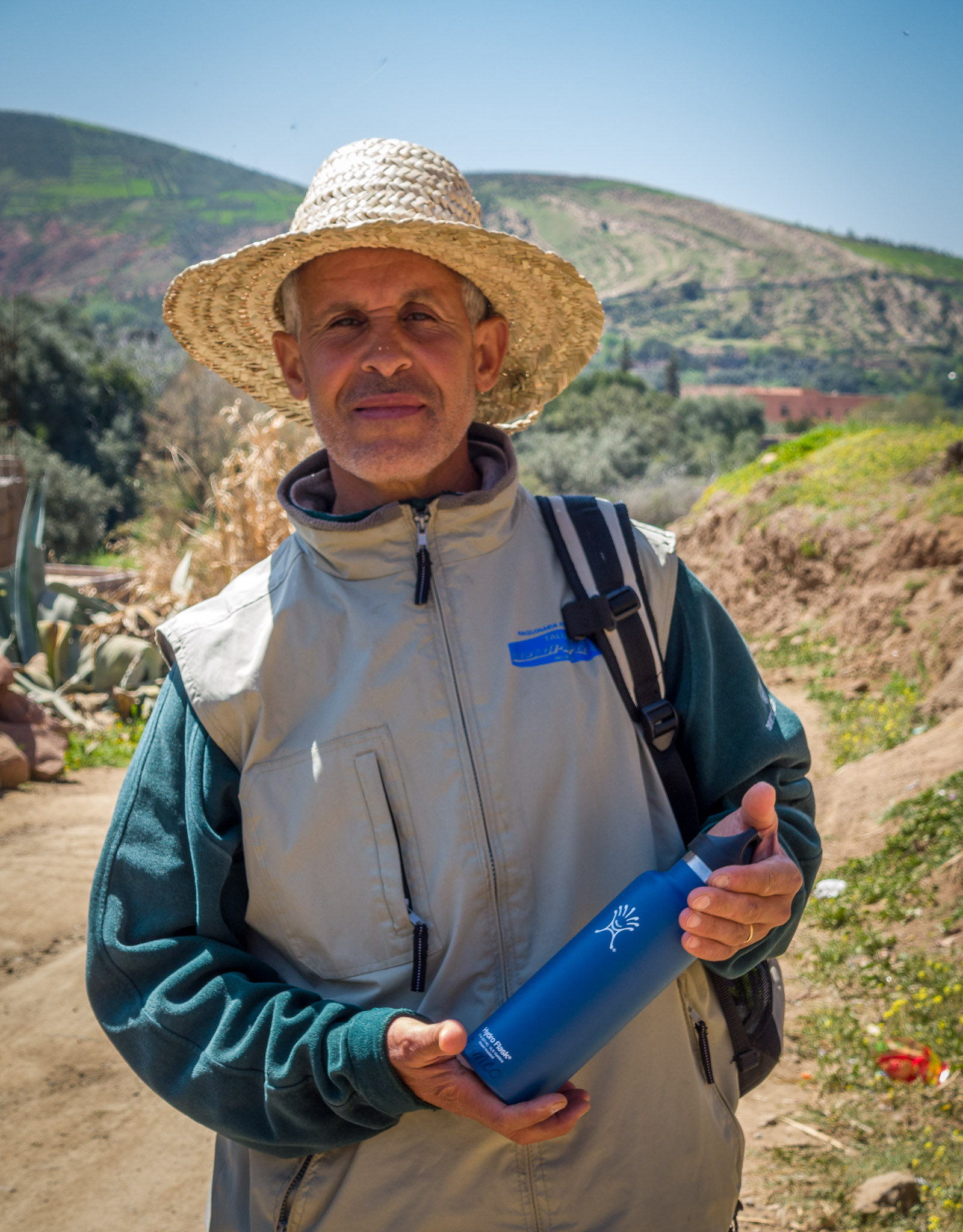 Ourika hiking guide, Hasan, with his Bend HydroFlask gift