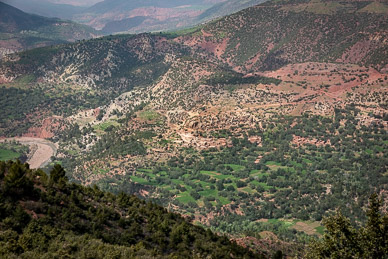 Mountainous settlement in High Atlas Mountains foothills