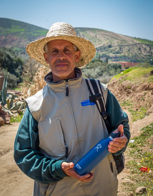 Ourika hiking guide, Hasan, with his Bend HydroFlask gift