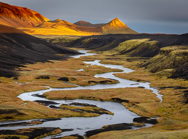 Bláfjallakvísl River Sunset