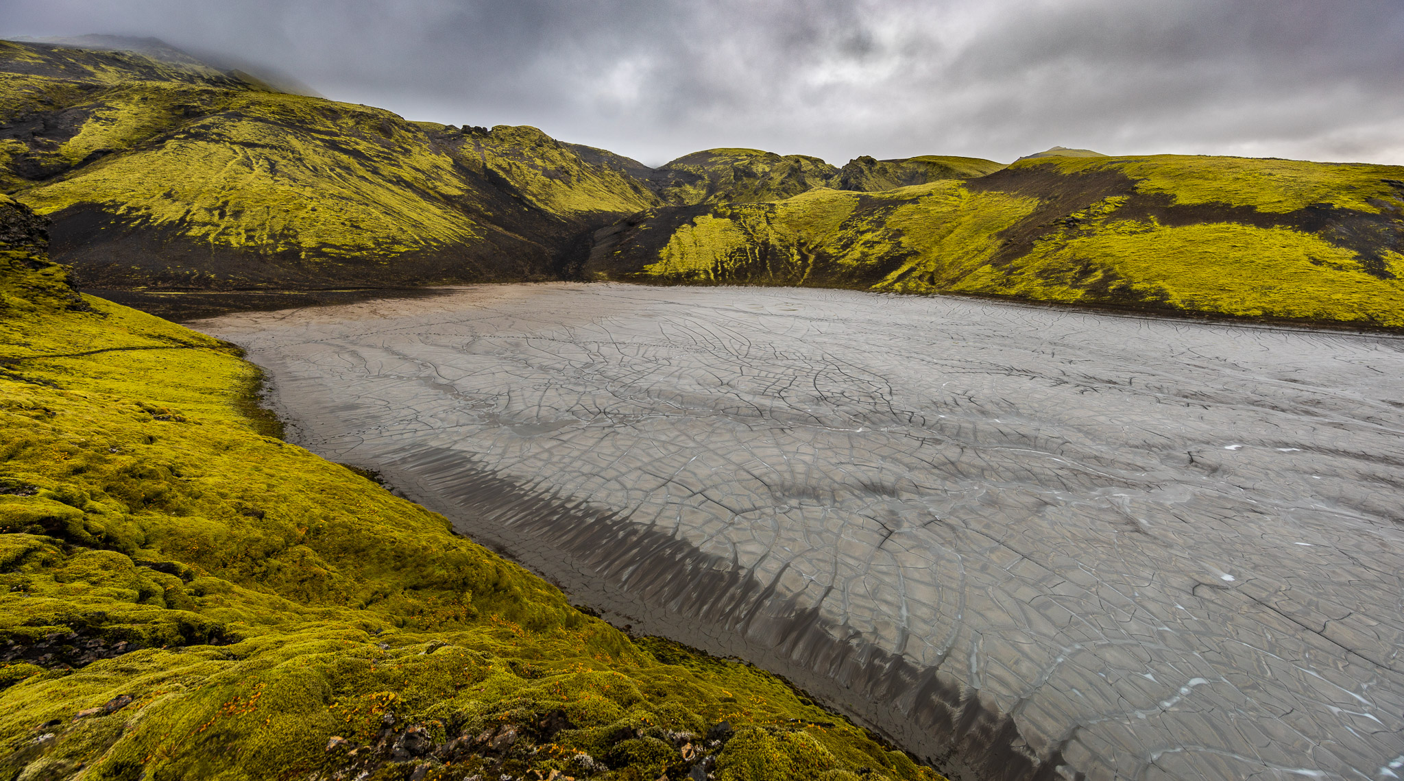 Cracked Mud at Sveinstindur Mountain Hut