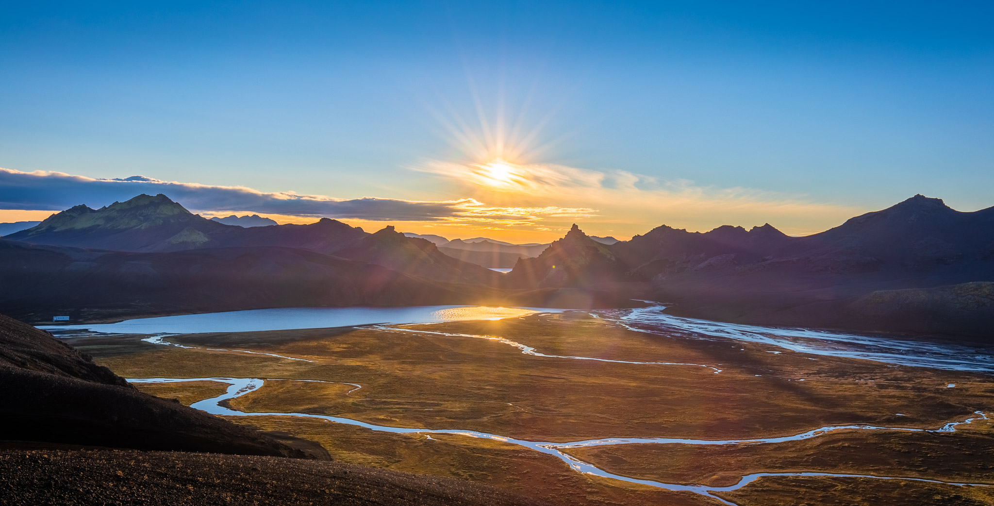 Sunset from between Litlisjór & Langisjór Lakes