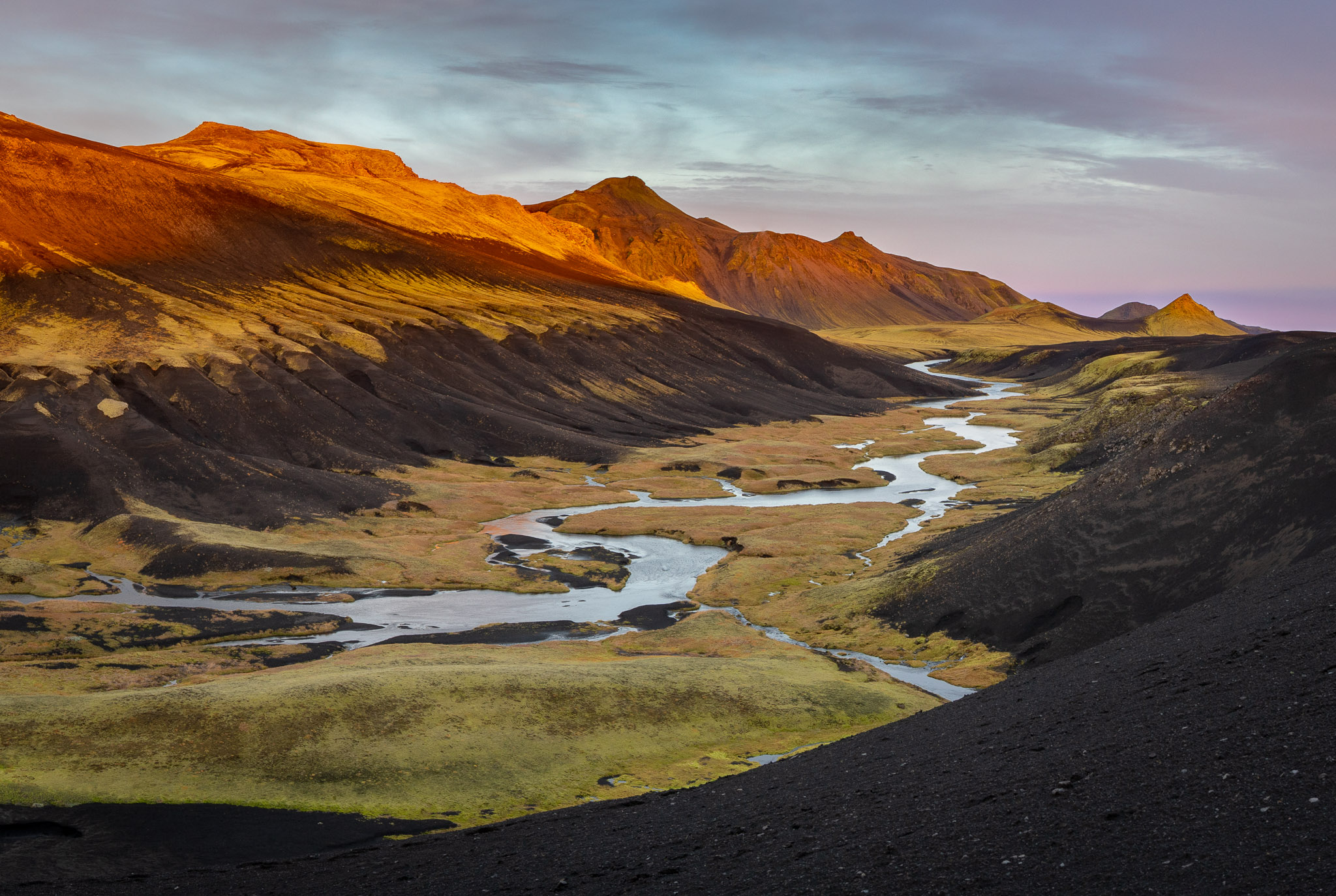 Bláfjallakvísl River Sunset