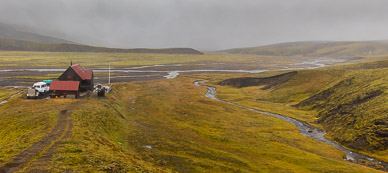 Strútur Mountain Hut in Stormy Weather