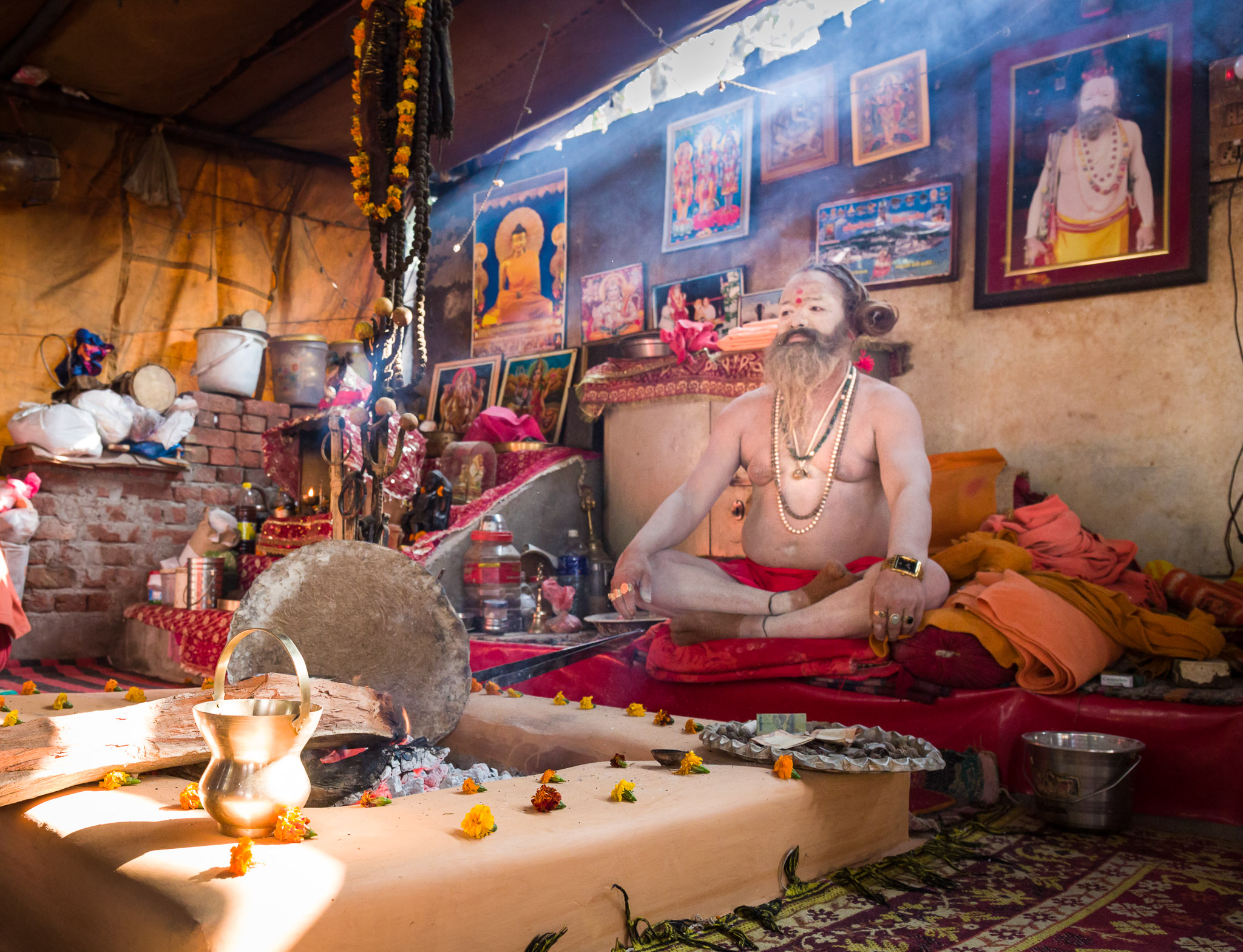 Sadhu in a permanent hut