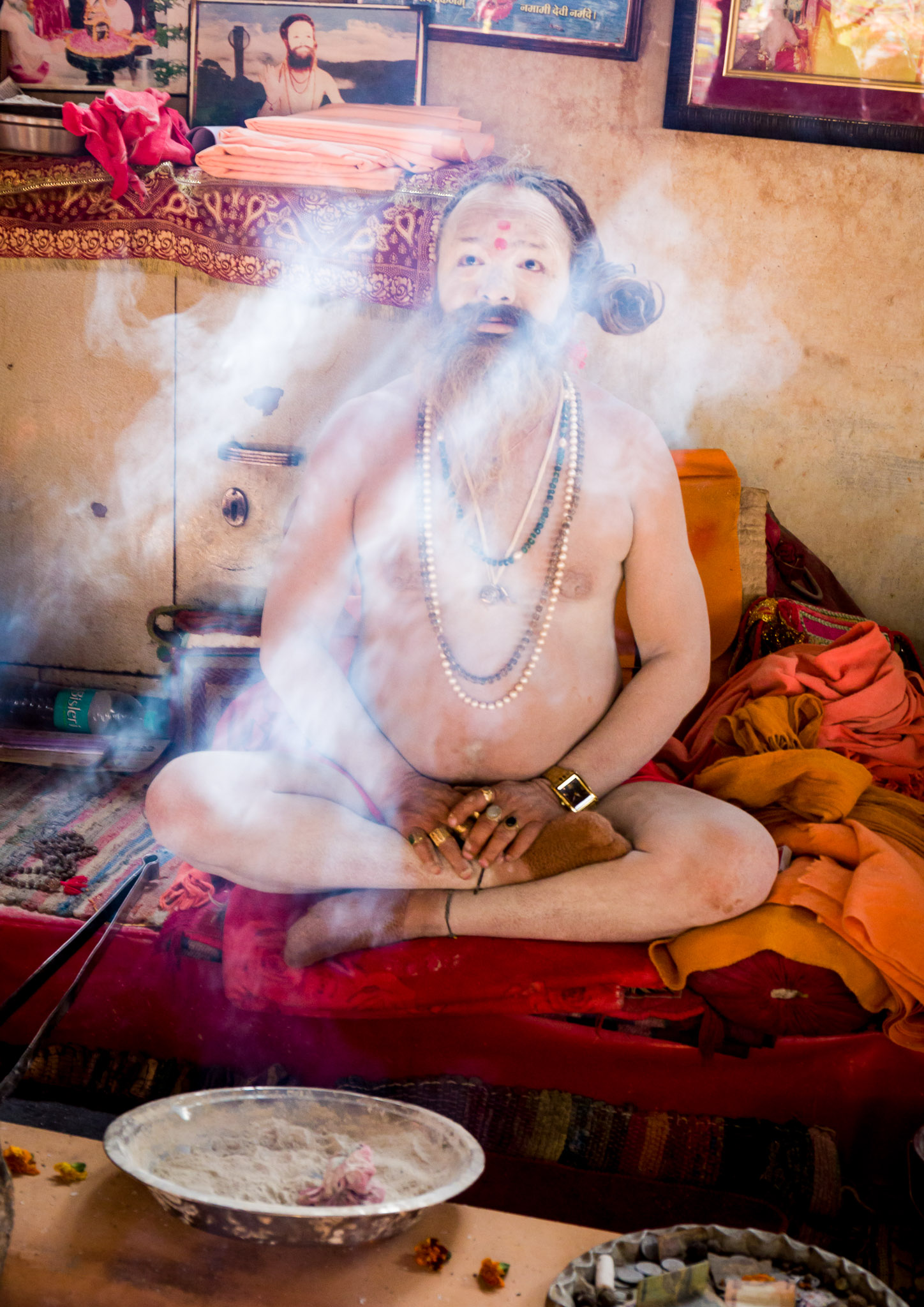 Sadhu in a permanent hut