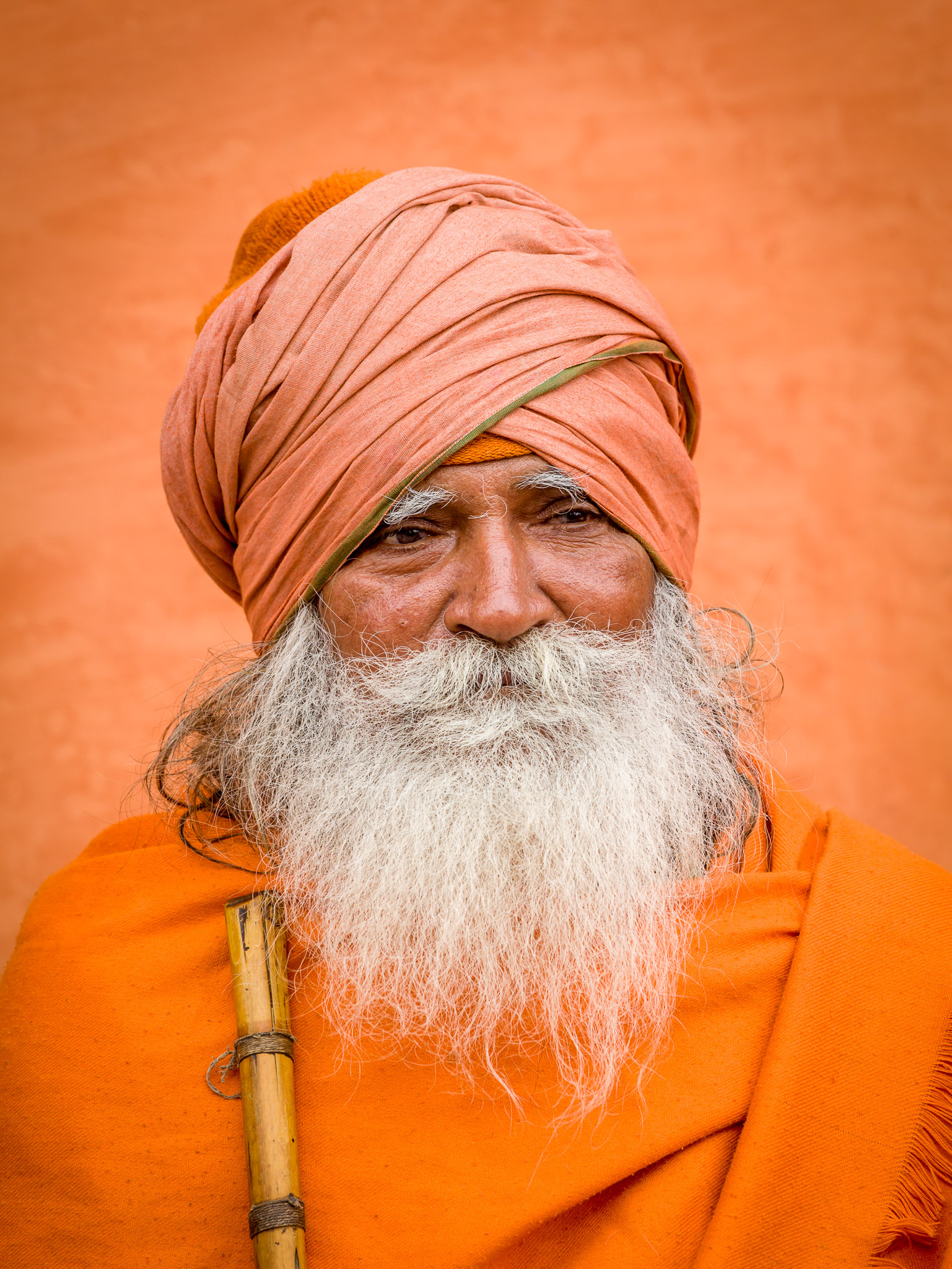 Sadhu waiting for evening meal, Haridwar, India