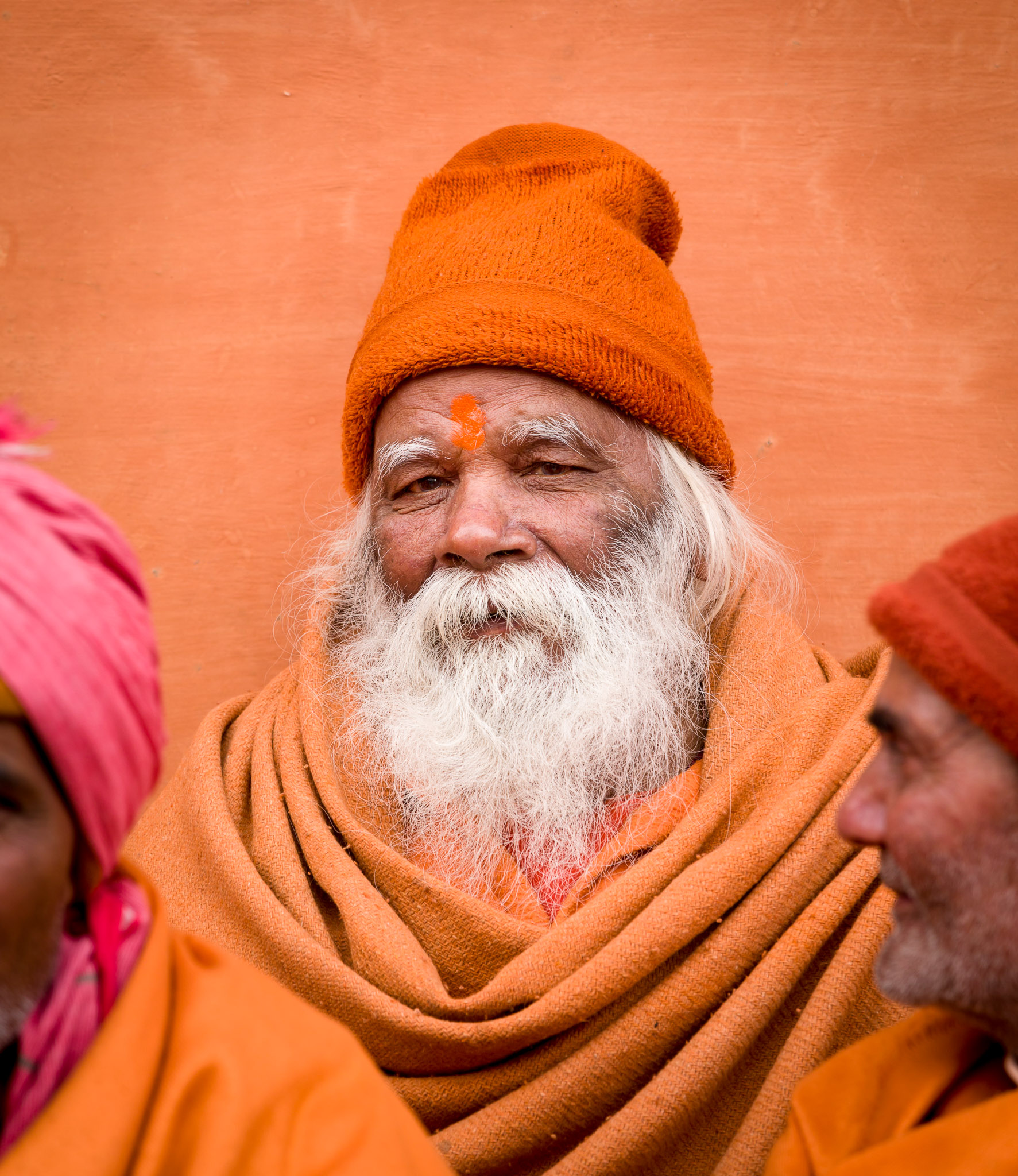 Sadhus waiting for evening meal