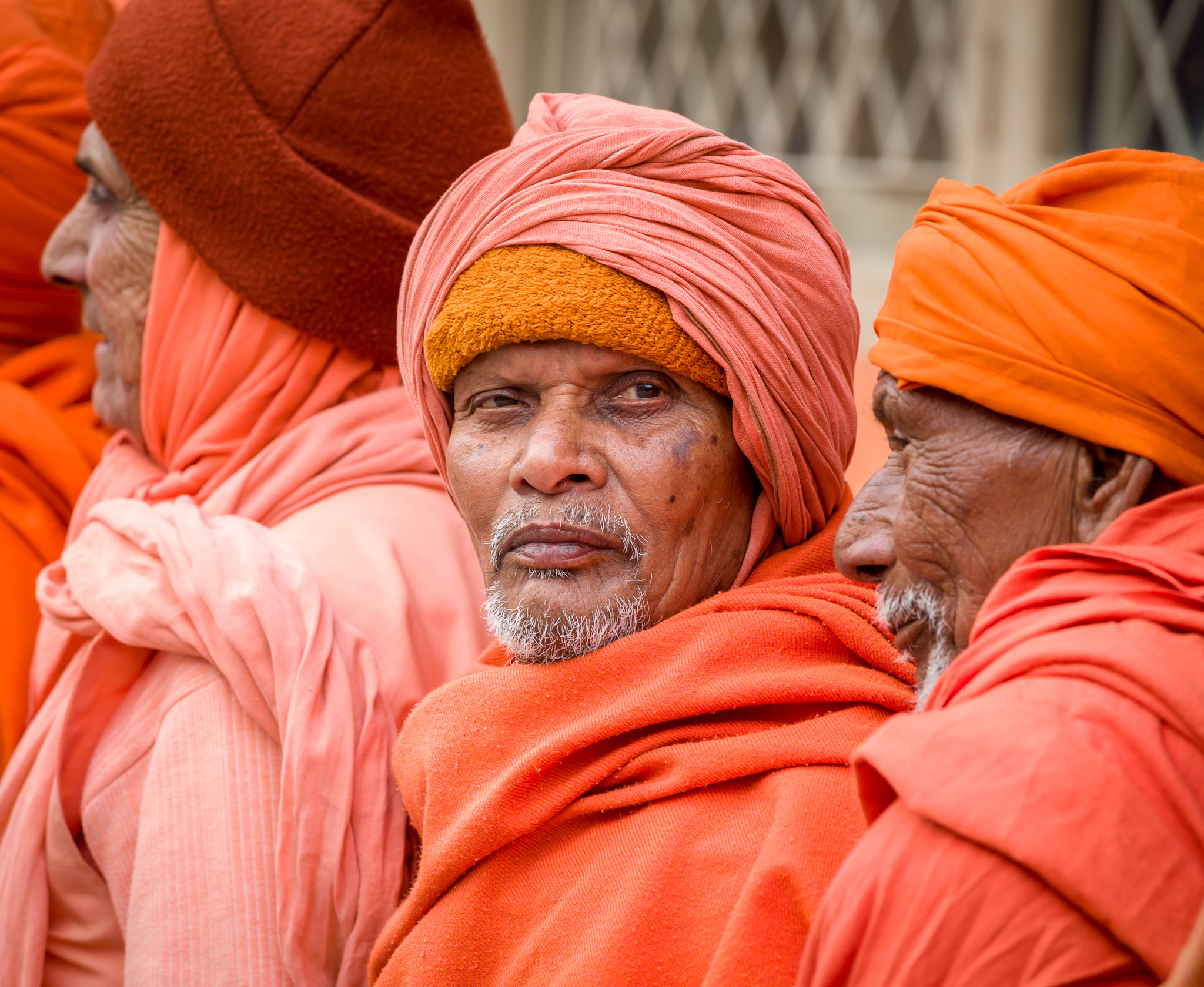 Sadhus waiting for evening meal