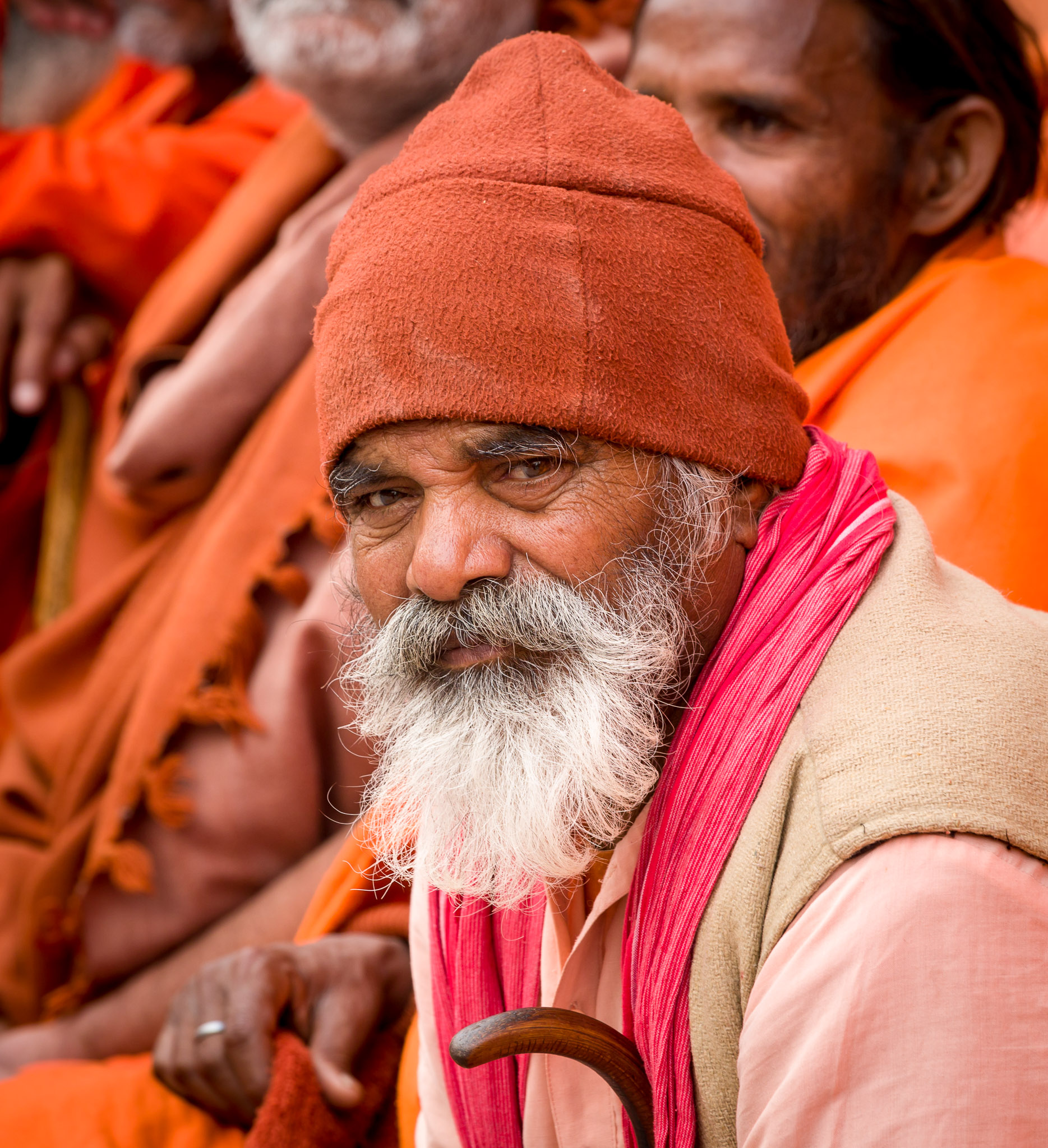 Sadhus waiting for evening meal