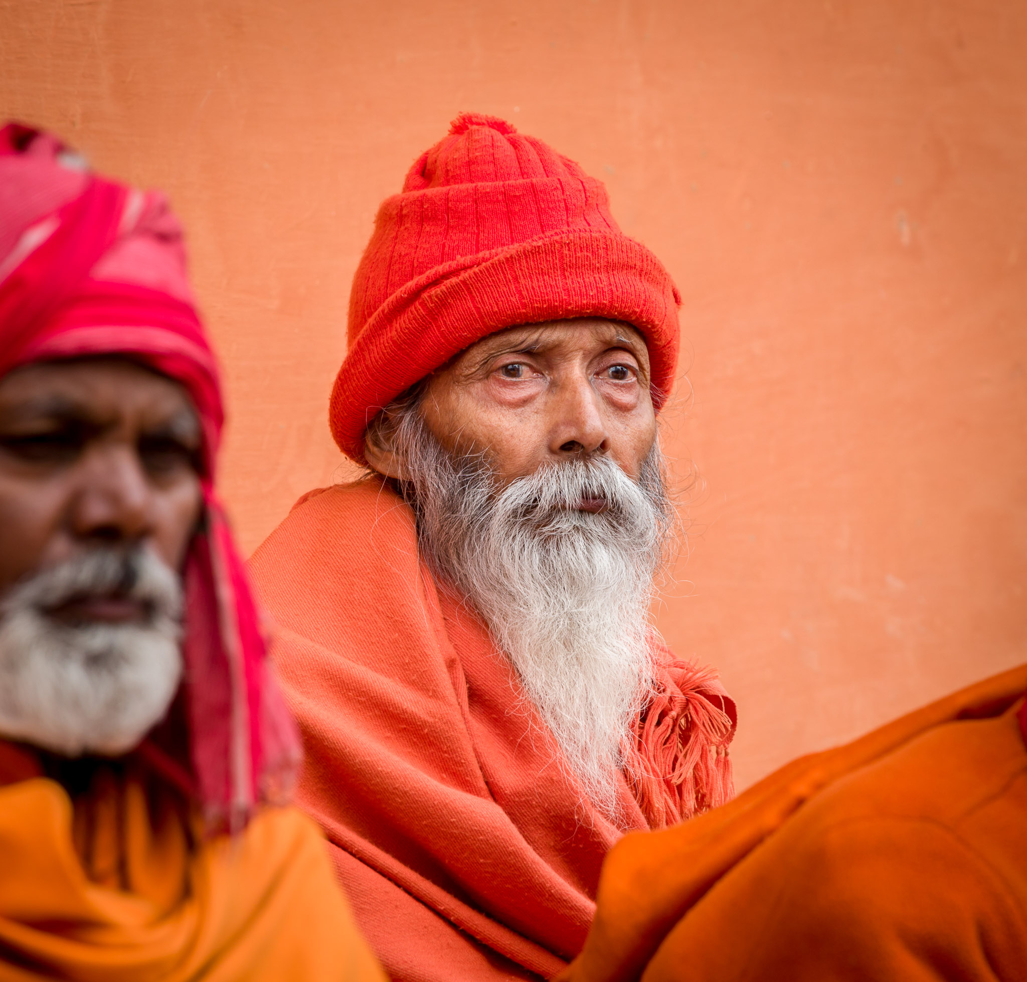 Sadhus waiting for evening meal