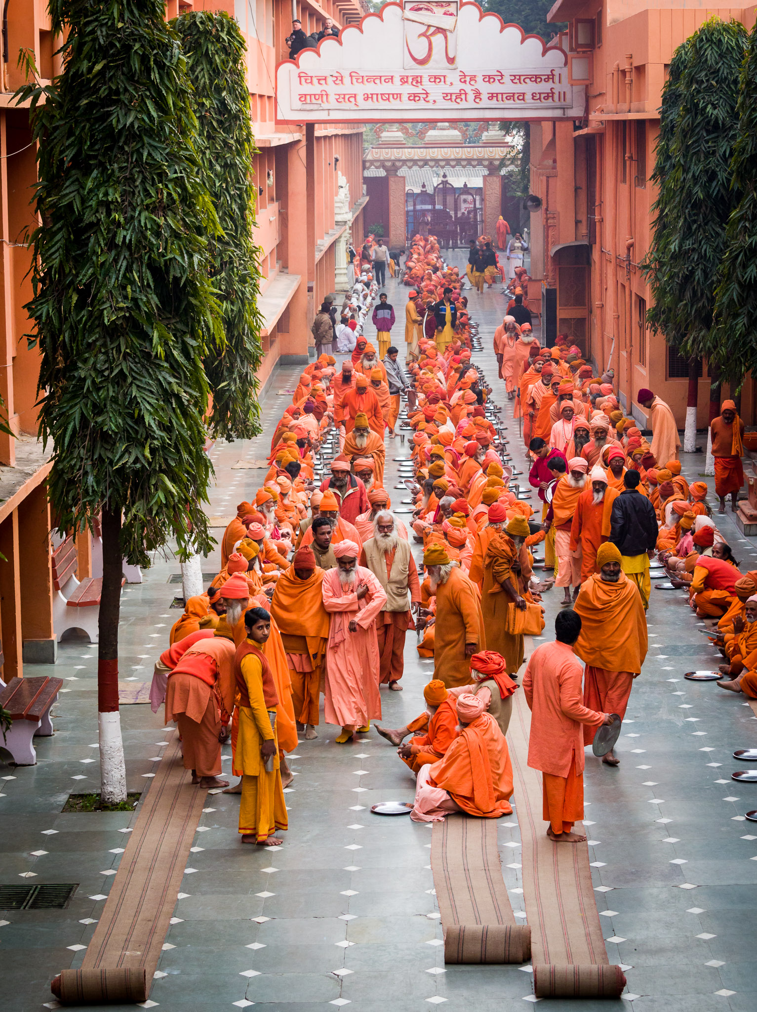 Sadhus arriving for their evening meal