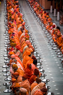 Sadhus served their evening meal