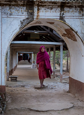 Leaving monastery for morning alms collection