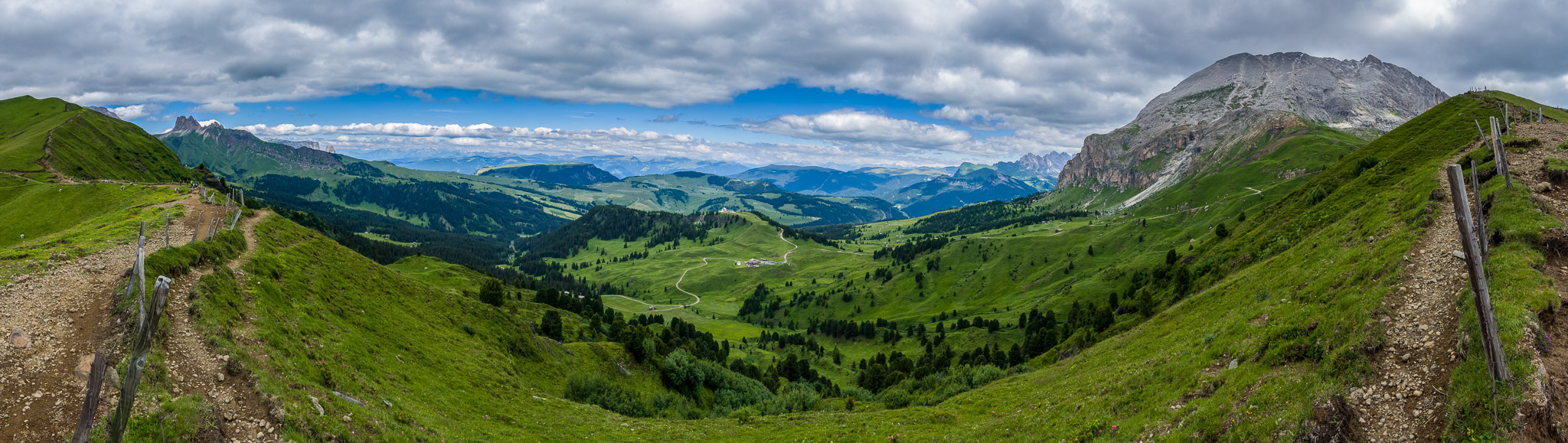 View of Mt. Plattkofel & Alpe di Siusi from above Plattkofelhutte