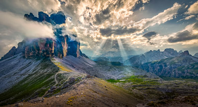 Clearing storm over Tre Cime, Italian Dolomites