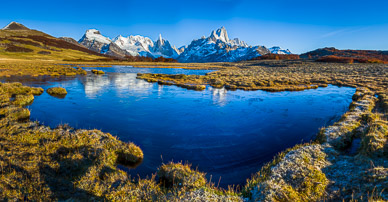 Cerro Torres & Fitz Roy from Loma del Pliegue tarn