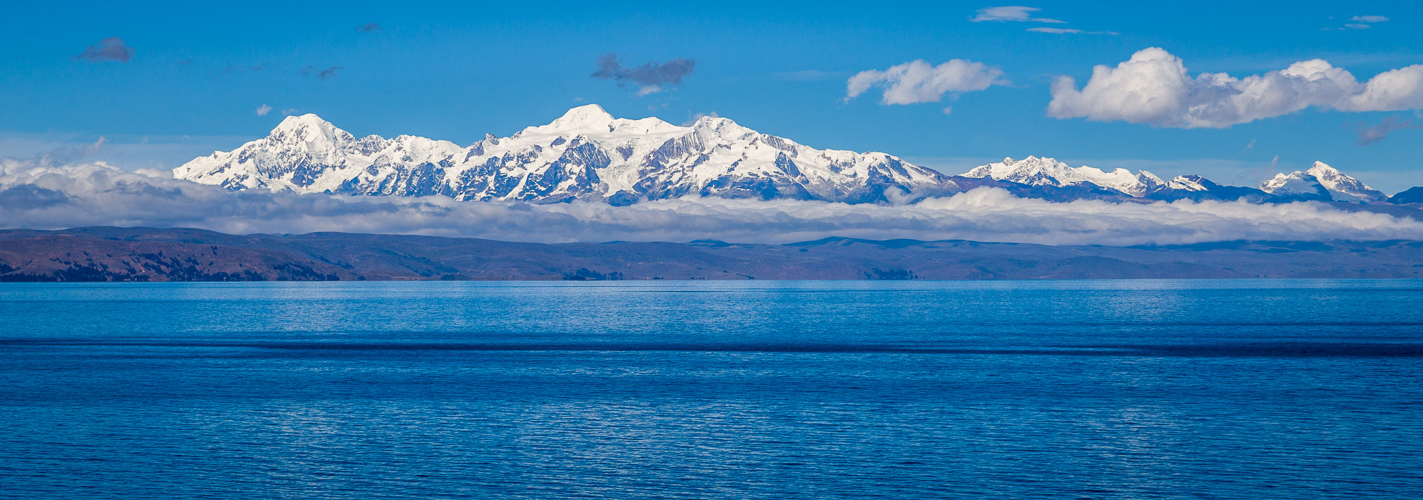Cordillera Real over Lake Titicaca from Isla de Luna
