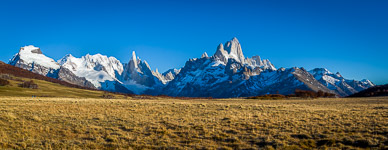 Cerro Torres & Fitz Roy from Loma del Pliegue meadow
