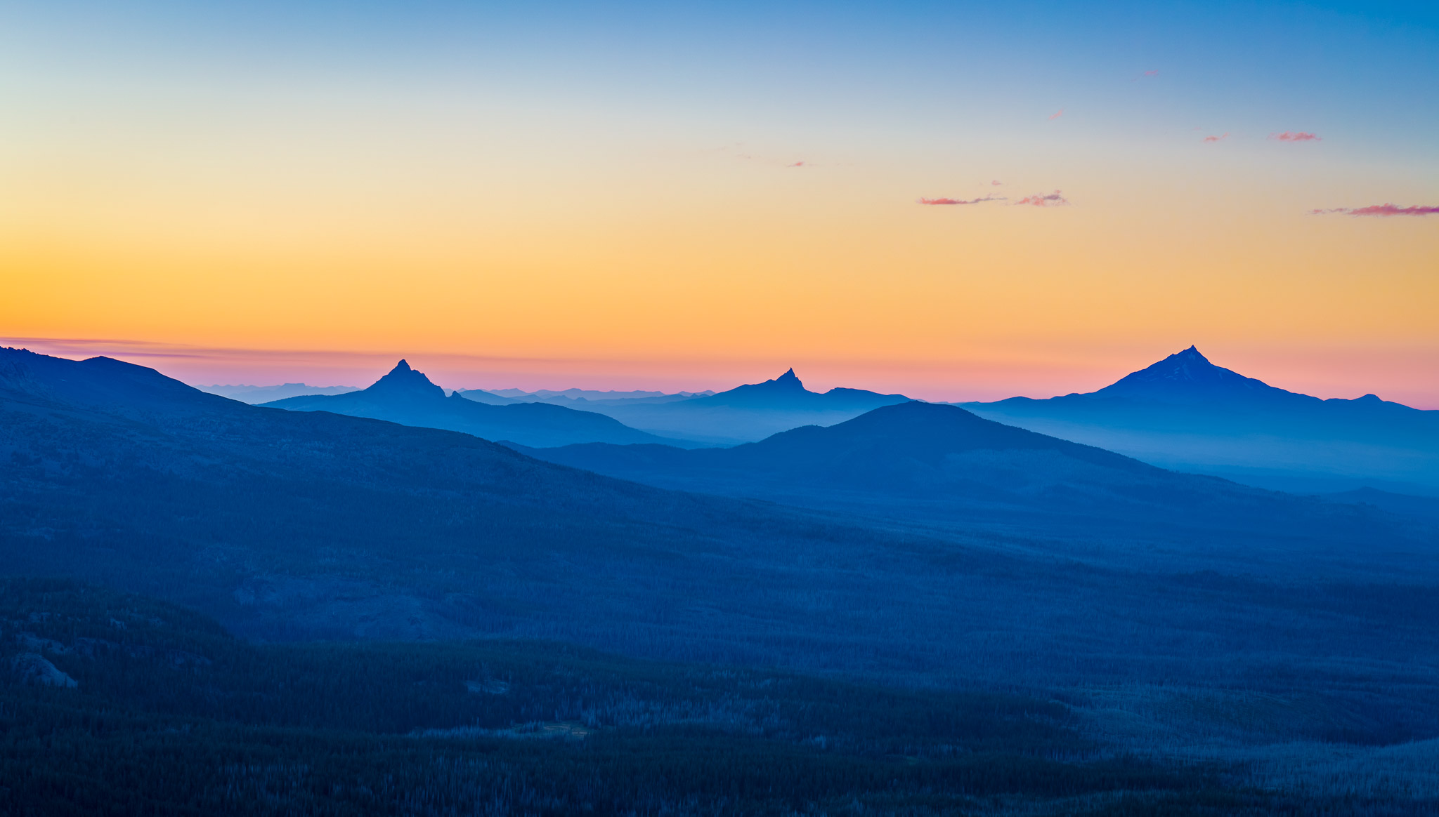 Sunset on Mt. Washington, Three Fingered Jack, and Mt. Jefferson