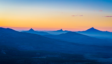 Sunset on Mt. Washington, Three Fingered Jack, and Mt. Jefferson