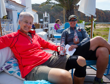 Becky & Lori relaxing at Villa Formasa, on Praia das Furnas
