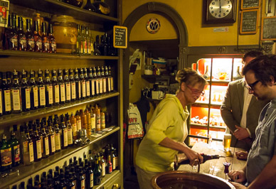 On walking tour with Synco to Wynand Fockink (famous for bewildering array of genever (gin)-based drinks)