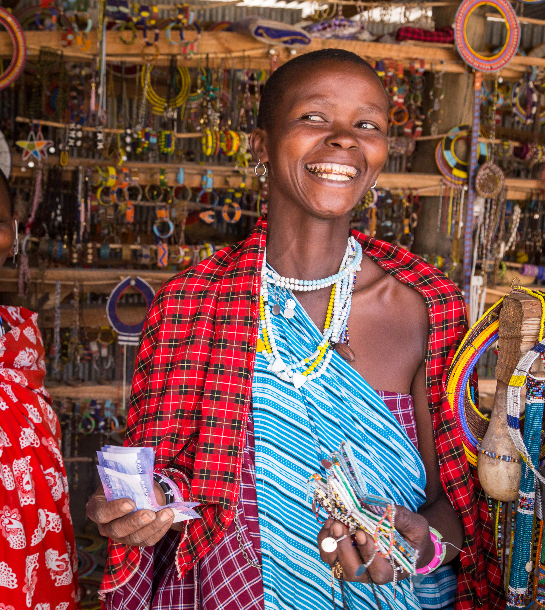 Maasai woman made very happy by our purchases