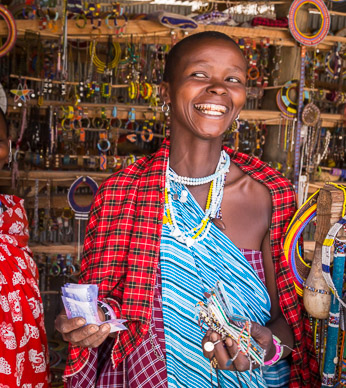 Maasai woman made very happy by our purchases